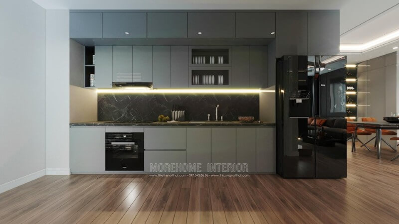 Mẫu tủ bếp cho nhà chung cư nhỏ tuyệt đẹp, giá rẻ Thiết kế phòng bếp, tủ bếp gỗ An Cường