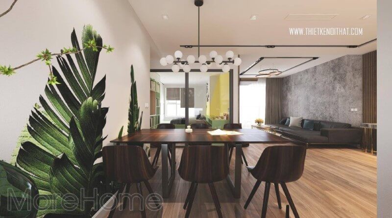 Bàn ăn gỗ công nghiệp 6 người thiết kế đơn gỉan, đẹp tinh tế Mẫu bàn ăn đẹp MoreHome