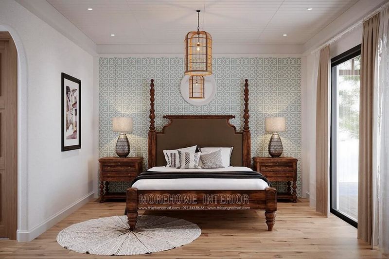 Morehome chuyên trong việc thiết kế và sản xuất các mẫu giường ngủ đẹp với chân bằng gỗ tự nhiên cho các nhà biệt thự.